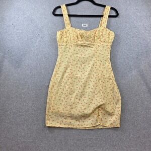 Princess Polly Yellow Floral Ruched Bust Mini Dress Womens Size 2 Milkmaid Style